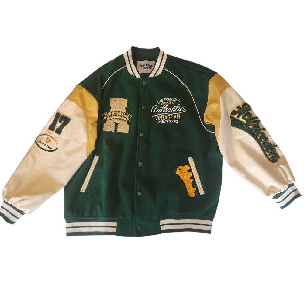 Elfric Eden Varsity Jacket Baseball Vintage Design Hip Hop Mens‎ Small NEW NWOT